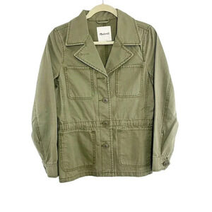 Madewell Army Green 100% Cotton Button Front Utility Jacket Women's Size Small